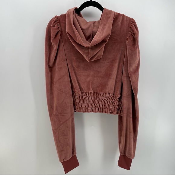 Roma Concept by Rosee Womens Zipped Sweatshirt Rose Pink Velour Hood L - Picture 5 of 8